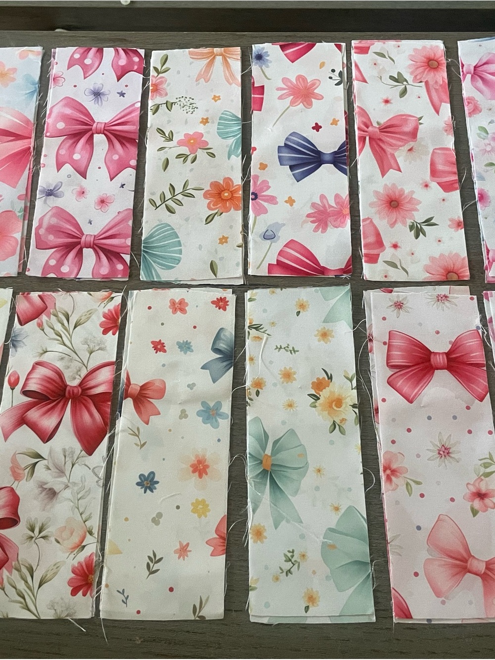 Floral & Bow Print Fabric Panels in Pink, Coral, Mint, Blue